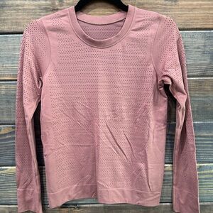 Lululemon Blush Pink Long Sleeve Perforated Top